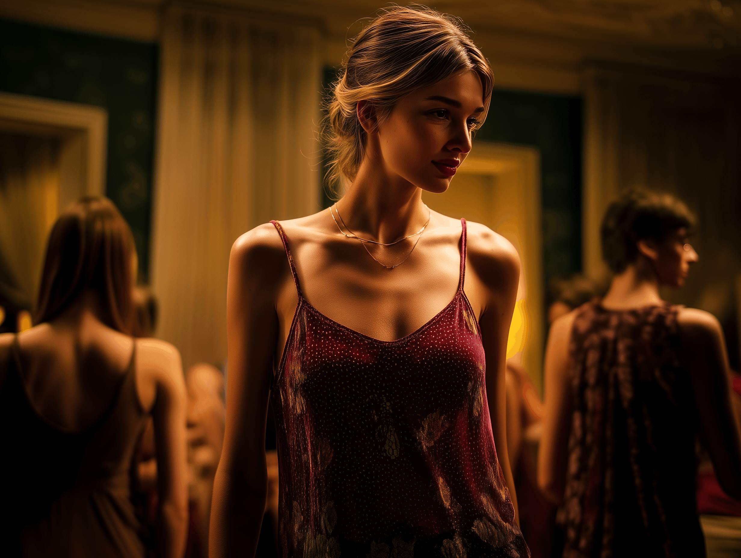 Harper feeling lost and overwhelmed at the crowded party