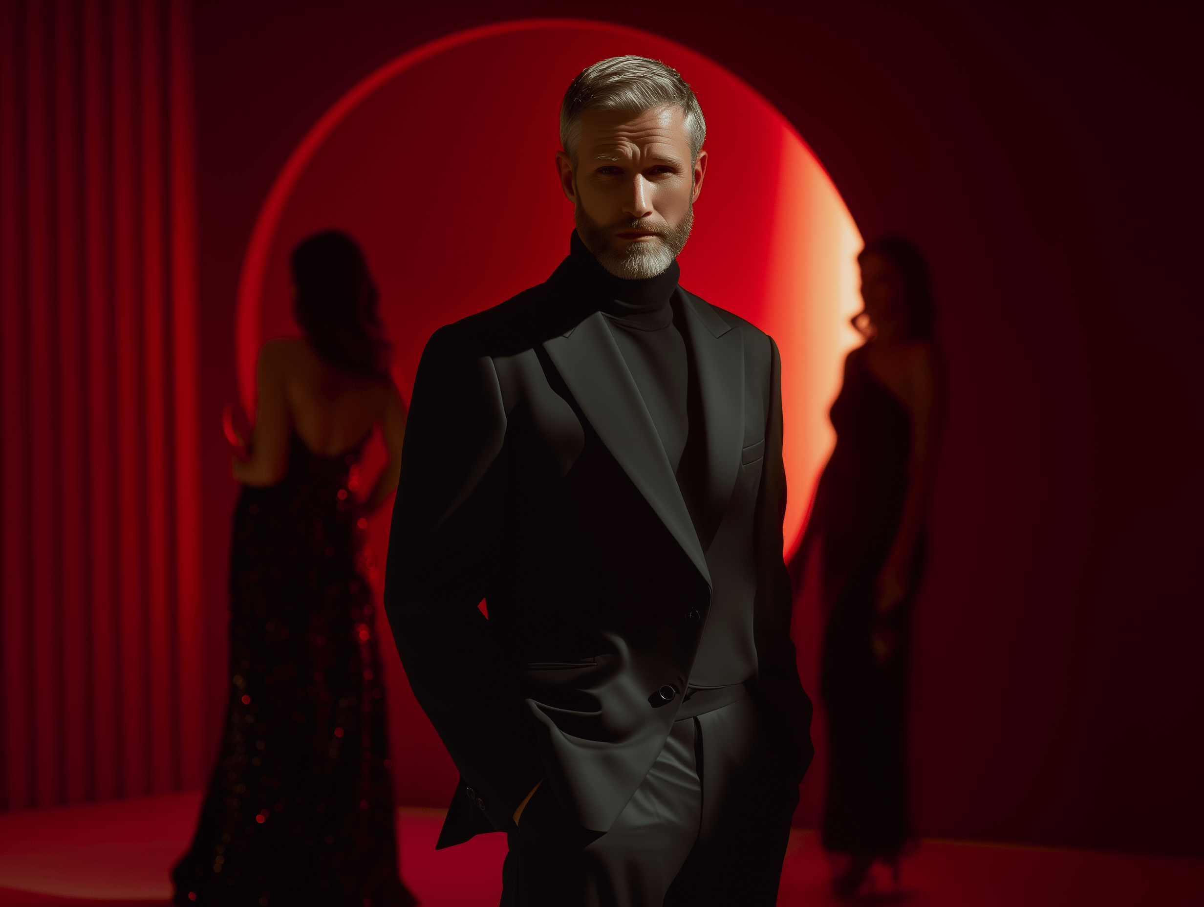 A silver-haired stranger enters the room