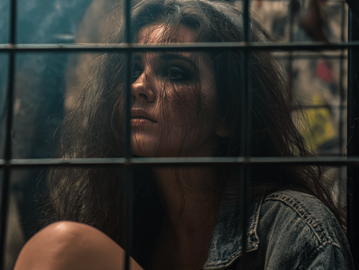 Amelia waking up confused and terrified inside a small cage